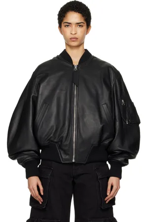 The Attico Blouson aviateur Anja noir en cuir