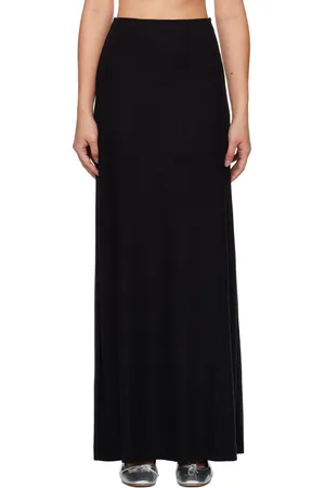 Leset Jupe longue noire en jersey Lauren à taille haute