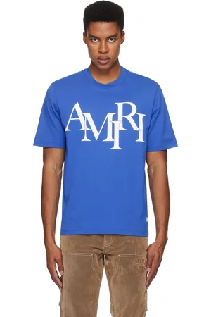 AMIRI T-shirt bleu à logo décalé
