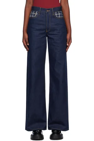 AMIRI Jean ample bleu à taille haute et à garnitures à quadrigrammes