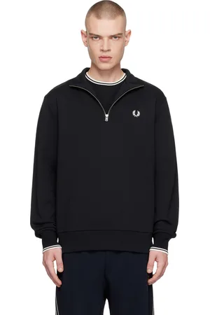 Fred Perry Pull molletonné noirà demi-glissière