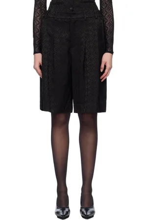 Marine Serre Short façon tailleur noir à motif losangique à logos en tissu jacquard