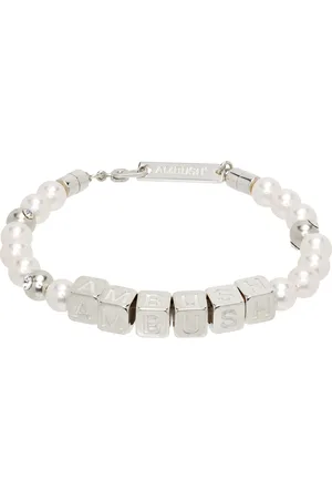 AMBUSH Bracelet blanc à perles artificielles et à breloques à logo