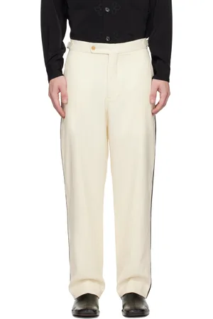 BODE Pantalon Player blanc cassé à garnitures perlées