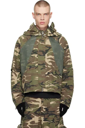 FFFPOSTALSERVICE Blouson de style parachute V2 kaki à motif et à capuche