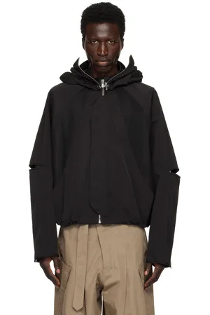 FFFPOSTALSERVICE Blouson de style parachute noir à capuche
