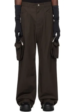 FFFPOSTALSERVICE Pantalon cargo ample brun à glissières exclusif à SSENSE