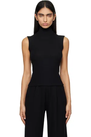 Leset Col roulé sans manches noir en jersey Lauren