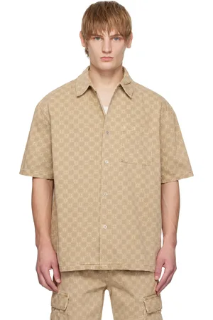 KSUBI Chemise brun clair en denim à motif à logos