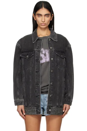 KSUBI Blouson camionneur Altar noir en denim à image de phénix
