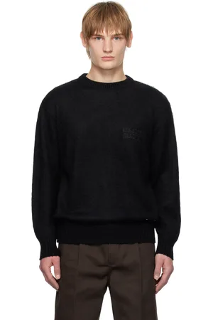 Wacko Maria Pull noir en mohair à col ras du cou