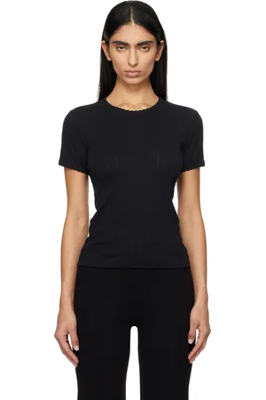 Leset T-shirt ajusté noir en pointelle