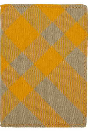 Burberry Porte-carte jaune à carreaux et à deux volets