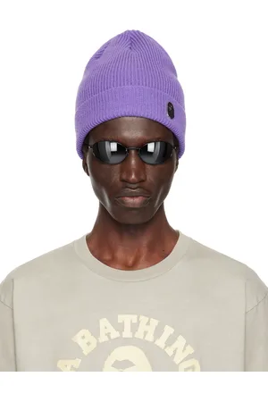 BAPE Bonnet mauve en tricot à écusson à logo