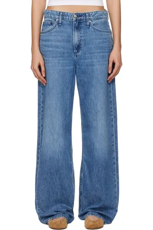 RAG&BONE Jean ample Logan bleu à taille mi-haute