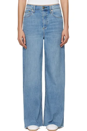 RAG&BONE Jean ample écourté Sofie bleu à taille haute