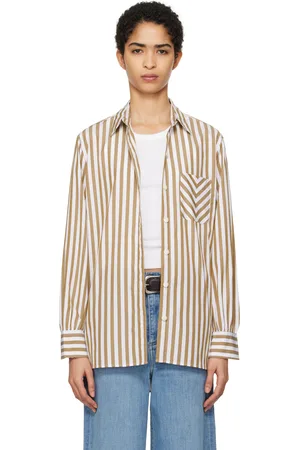 RAG&BONE Chemise Maxine brun et blanc en popeline