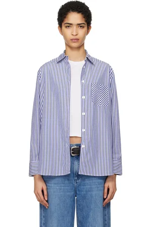 RAG&BONE Chemise Maxine bleu et blanc en popeline