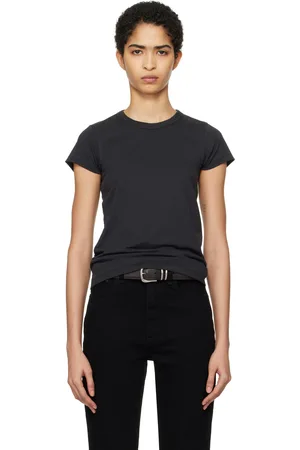 RAG&BONE T-shirt noir en coton pima bio flammé