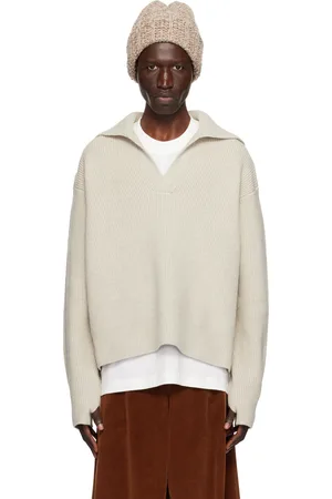 STUDIO NICHOLSON Polo Nash taupe en tricot