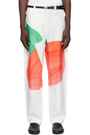 Issey Miyake Pantalon blanc à motif imprimé édition Ronan Bouroullec