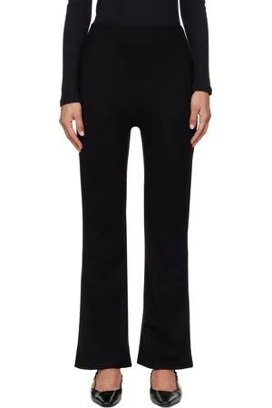 Leset Pantalon évasé noir en point de rome Rio à taille haute