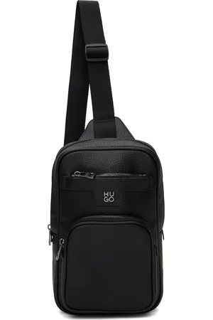 HUGO BOSS Sac à dos noir en cuir synthétique grainé à bretelle unique