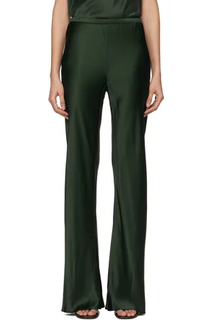 Silk Laundry Pantalon de détente coupé sur le biais vert