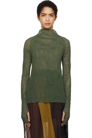 Issey Miyake Col roulé Twist 3 kaki en crêpe chiffon