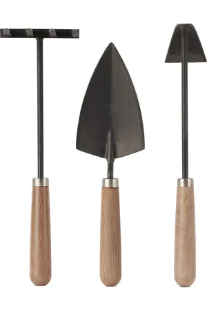 AUDO COPENHAGEN Ensemble de trois outils de jardinage noir et brun édition Pallarès