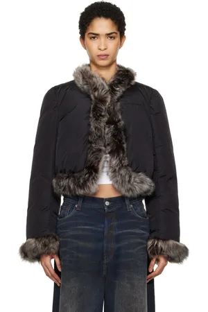 Alexander Wang Blouson noir rembourré en duvet à garnitures en fourrure
