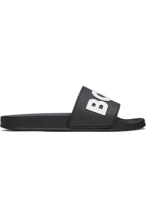 HUGO BOSS Sandales à enfiler noires à logo en relief