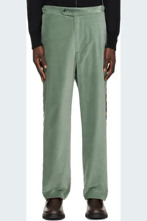 BODE Pantalon Oberon vert à motif fleuri brodé