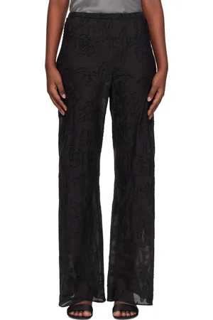 Silk Laundry Pantalon de détente coupé sur le biais noir en soie