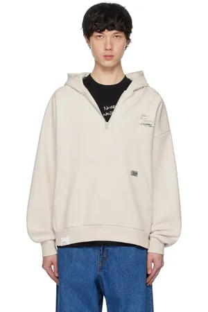 Izzue Pull à capuche beige à imprimés et à glissière
