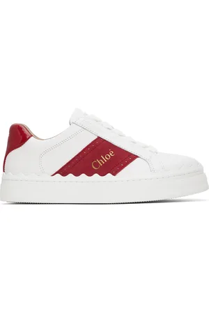 Chloé Baskets blanc et rouge à bord festonné Lauren