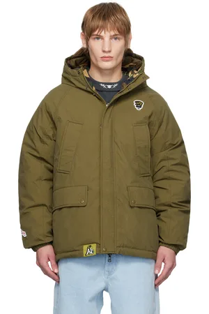 A Bathing Ape Blouson réversible kaki rembourré en duvet à logos