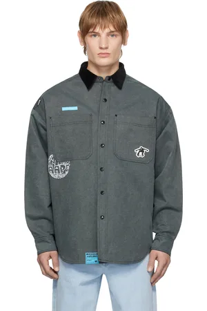 A Bathing Ape Chemise réversible grise à boutons et à logos