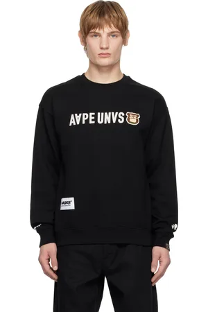 A Bathing Ape Pull molletonné noir à col ras du cou et à logo AAPER