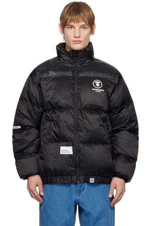 A Bathing Ape Blouson noir rembourré en duvet à glissière et à logos AAPE Now et Moonface
