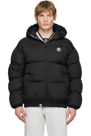 A Bathing Ape Blouson noir rembourré en duvet à capuche et à logo AAPE Now