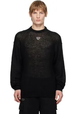 A Bathing Ape Pull noir en tricot à logos