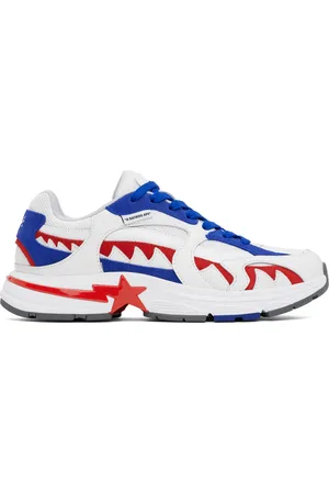 BAPE Baskets M1 UK blanches à étoiles et à requin emblématiques