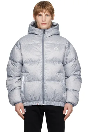 A Bathing Ape Blouson gris rembourré en duvet à logos AAPE Now