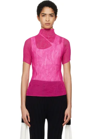 Issey Miyake T-shirt Twist 3 rose en crêpe chiffon