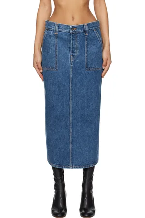 Khaite Jupe midi Genevieve bleue en denim