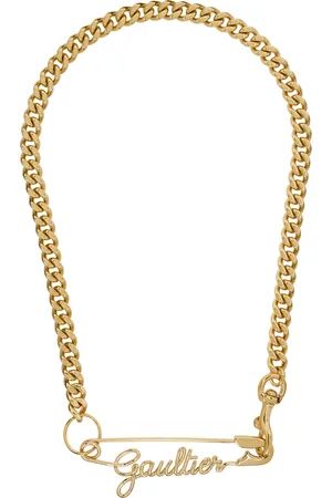 Jean Paul Gaultier Collier doré à épingle de sureté à logo - Tattoo