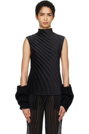 Issey Miyake Débardeur noir à plis - Nuance