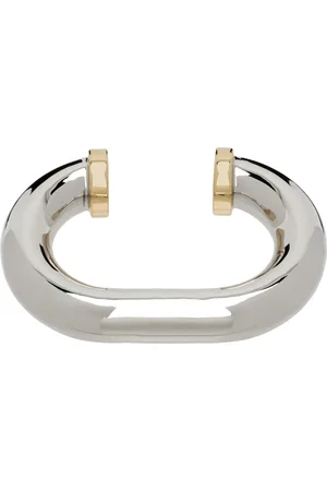 Paco rabanne Bracelet manchette en forme de grand maillon argenté