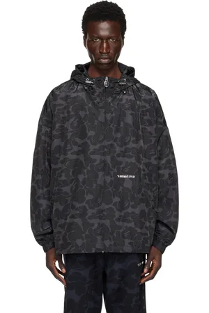 BAPE Blouson noir à capuche et à motif camouflage ton sur ton